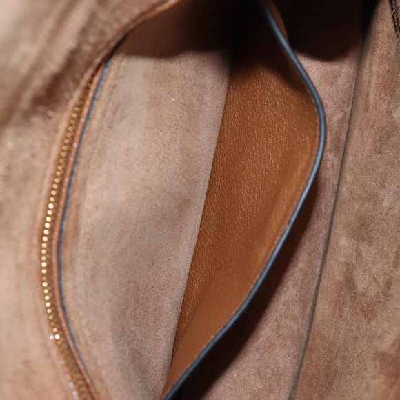 Miu Miu Shoulder Bag Leather Brown Gold Auth 206727M