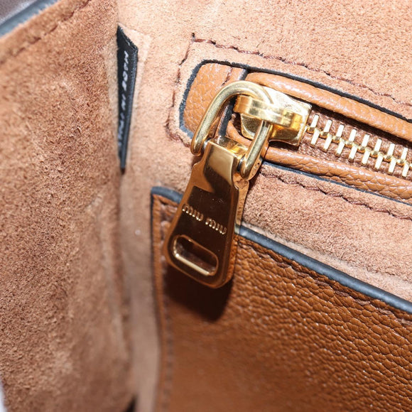 Miu Miu Shoulder Bag Leather Brown Gold Auth 206727M