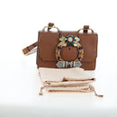 Miu Miu Shoulder Bag Leather Brown Gold Auth 206727M-12