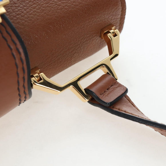 Miu Miu Shoulder Bag Leather Brown Gold Auth 206727M
