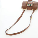Miu Miu Shoulder Bag Leather Brown Gold Auth 206727M-8