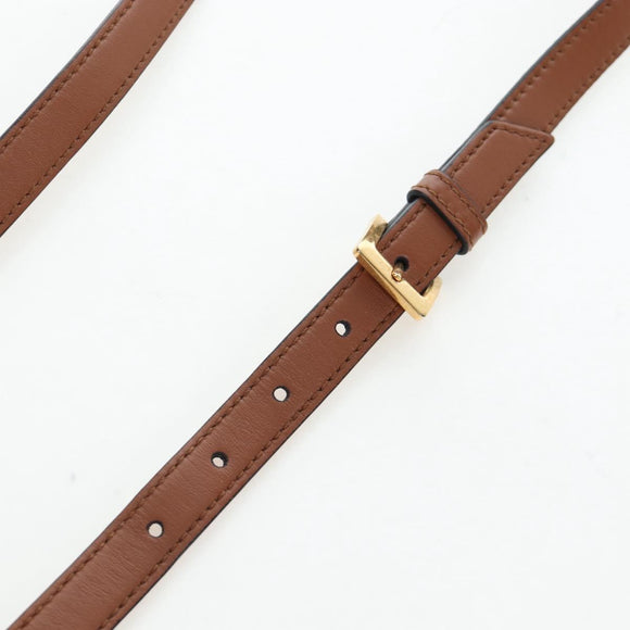 Miu Miu Shoulder Bag Leather Brown Gold Auth 206727M