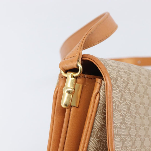 CELINE Macadam Canvas Shoulder Bag PVC Beige Gold Auth 206728