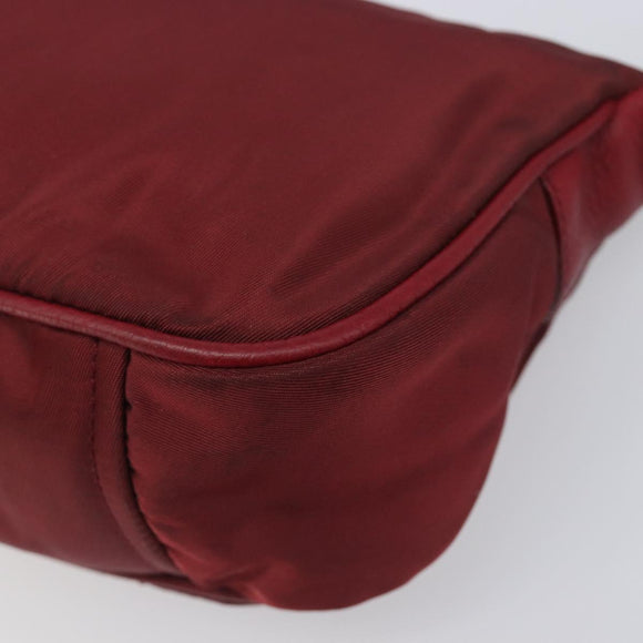 PRADA Shoulder Bag Nylon Red Silver Auth 206730A