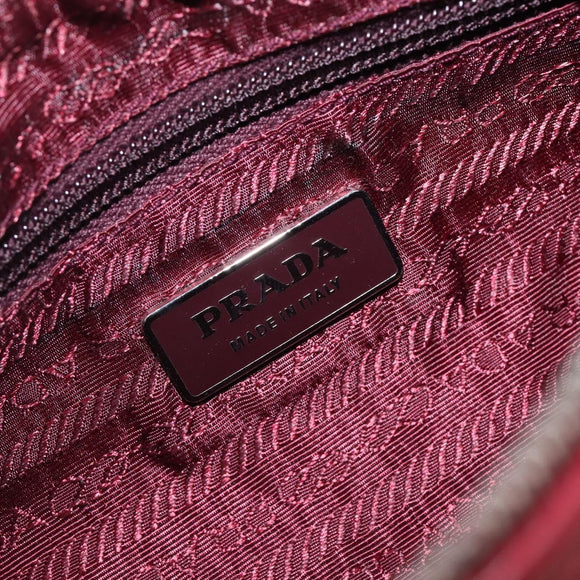 PRADA Shoulder Bag Nylon Red Silver Auth 206730A