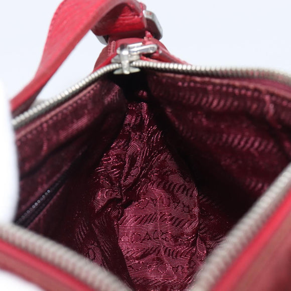 PRADA Shoulder Bag Nylon Red Silver Auth 206730A