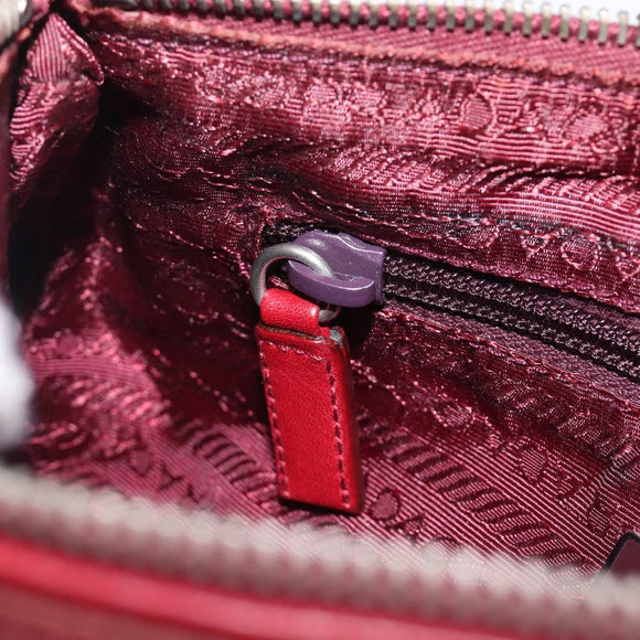 PRADA Shoulder Bag Nylon Red Silver Auth 206730A