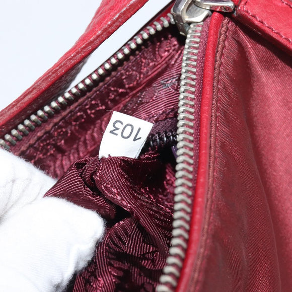 PRADA Shoulder Bag Nylon Red Silver Auth 206730A