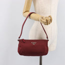 PRADA Shoulder Bag Nylon Red Silver Auth 206730A-24