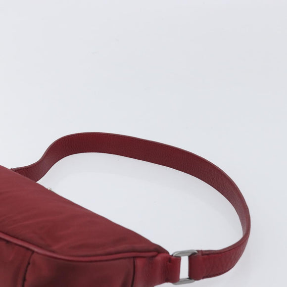 PRADA Shoulder Bag Nylon Red Silver Auth 206730A