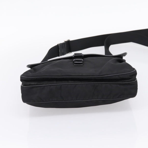 PRADA Shoulder Bag Nylon Black Silver Auth 206732