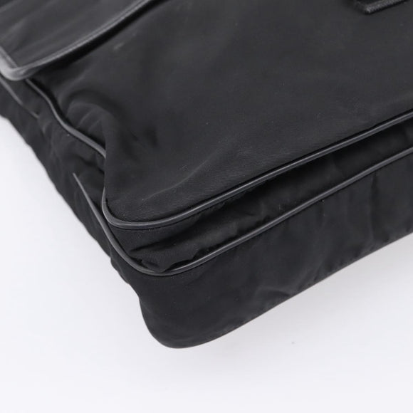 PRADA Shoulder Bag Nylon Black Silver Auth 206732
