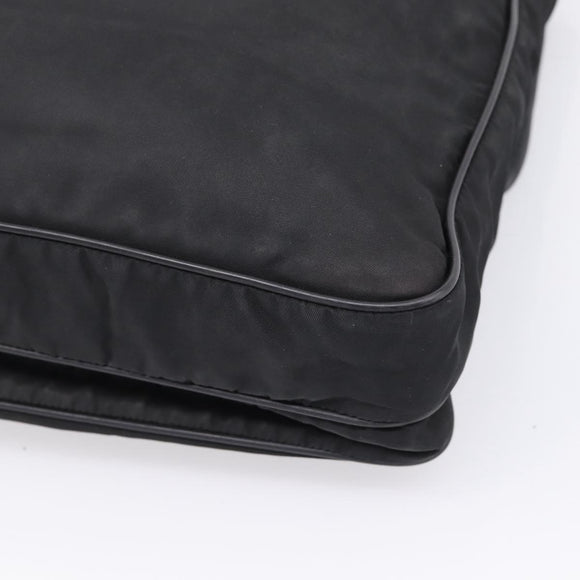 PRADA Shoulder Bag Nylon Black Silver Auth 206732