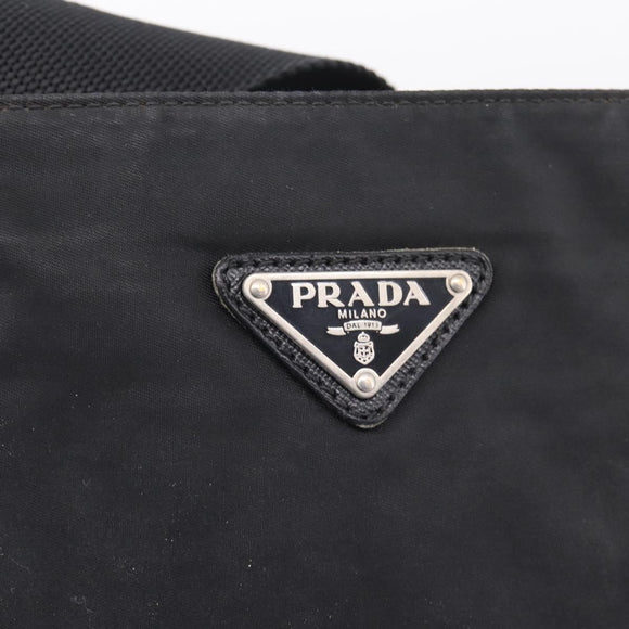 PRADA Shoulder Bag Nylon Black Silver Auth 206732