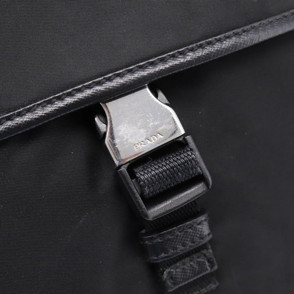 PRADA Shoulder Bag Nylon Black Silver Auth 206732