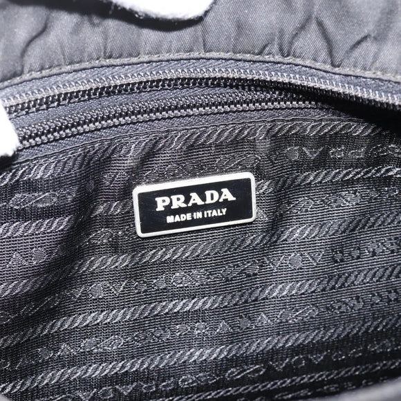 PRADA Shoulder Bag Nylon Black Silver Auth 206732