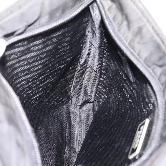 PRADA Shoulder Bag Nylon Black Silver Auth 206732
