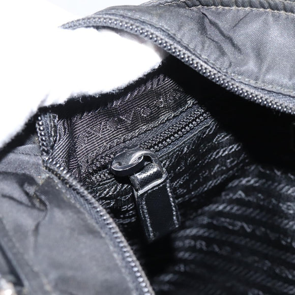 PRADA Shoulder Bag Nylon Black Silver Auth 206732