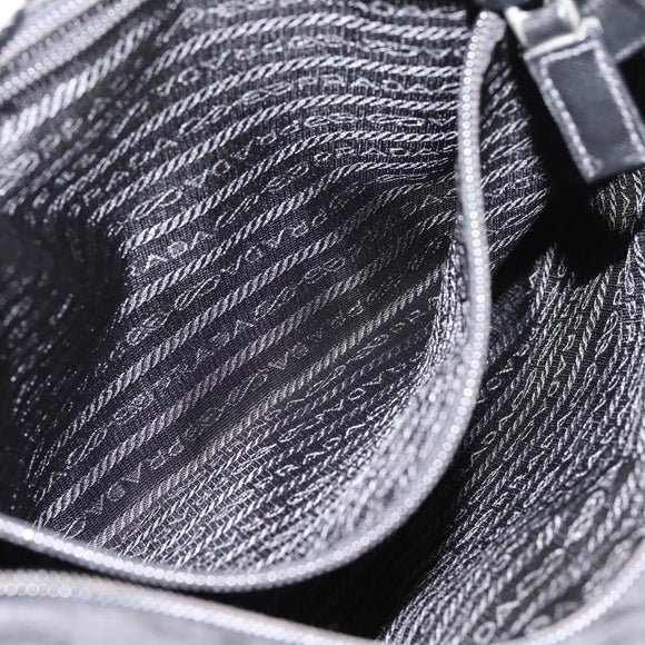 PRADA Shoulder Bag Nylon Black Silver Auth 206732