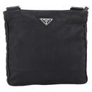 PRADA Shoulder Bag Nylon Black Silver Auth 206732-2