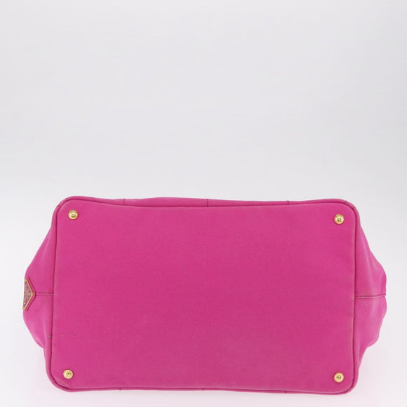 PRADA Canapa L Hand Bag Canvas Pink Gold Auth 206733A