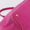 PRADA Canapa L Hand Bag Canvas Pink Gold Auth 206733A-13