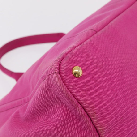 PRADA Canapa L Hand Bag Canvas Pink Gold Auth 206733A