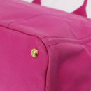PRADA Canapa L Hand Bag Canvas Pink Gold Auth 206733A-14