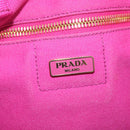 PRADA Canapa L Hand Bag Canvas Pink Gold Auth 206733A-16