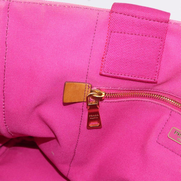 PRADA Canapa L Hand Bag Canvas Pink Gold Auth 206733A