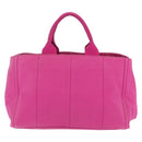 PRADA Canapa L Hand Bag Canvas Pink Gold Auth 206733A-3