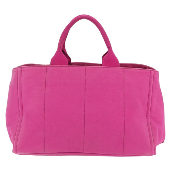 PRADA Canapa L Hand Bag Canvas Pink Gold Auth 206733A
