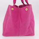 PRADA Canapa L Hand Bag Canvas Pink Gold Auth 206733A-4