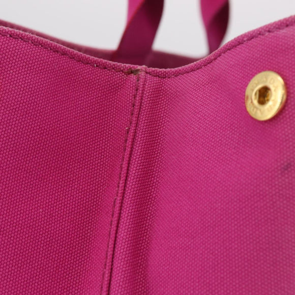 PRADA Canapa L Hand Bag Canvas Pink Gold Auth 206733A