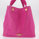 PRADA Canapa L Hand Bag Canvas Pink Gold Auth 206733A-6