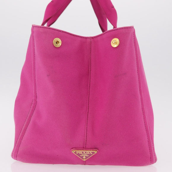 PRADA Canapa L Hand Bag Canvas Pink Gold Auth 206733A