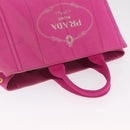 PRADA Canapa L Hand Bag Canvas Pink Gold Auth 206733A-7