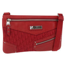 Christian Dior Trotter Canvas Shoulder Bag Red Silver Auth 206734V-1