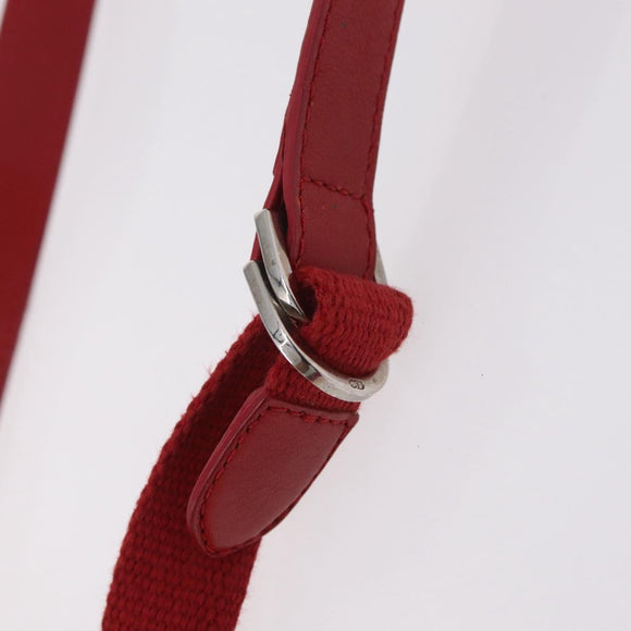 Christian Dior Trotter Canvas Shoulder Bag Red Silver Auth 206734V