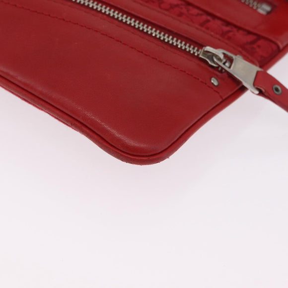 Christian Dior Trotter Canvas Shoulder Bag Red Silver Auth 206734V