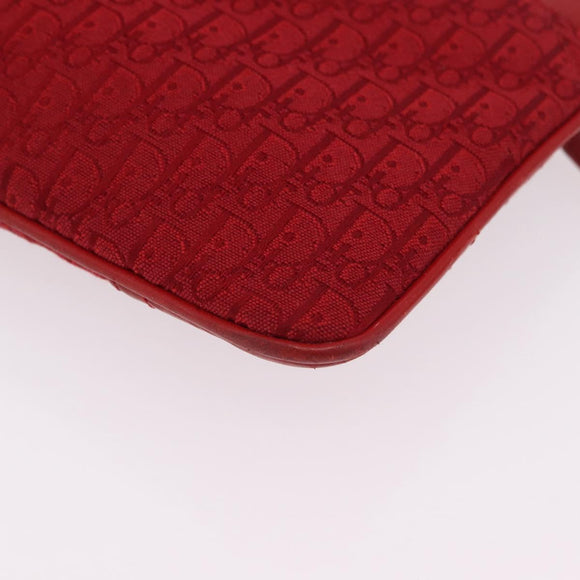 Christian Dior Trotter Canvas Shoulder Bag Red Silver Auth 206734V