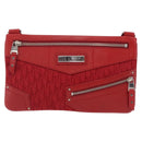 Christian Dior Trotter Canvas Shoulder Bag Red Silver Auth 206734V-13