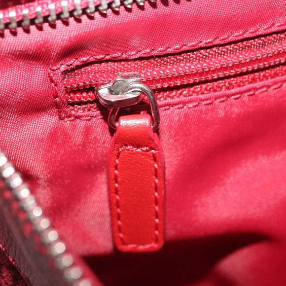 Christian Dior Trotter Canvas Shoulder Bag Red Silver Auth 206734V