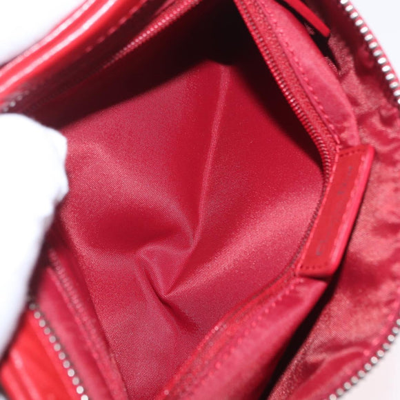 Christian Dior Trotter Canvas Shoulder Bag Red Silver Auth 206734V