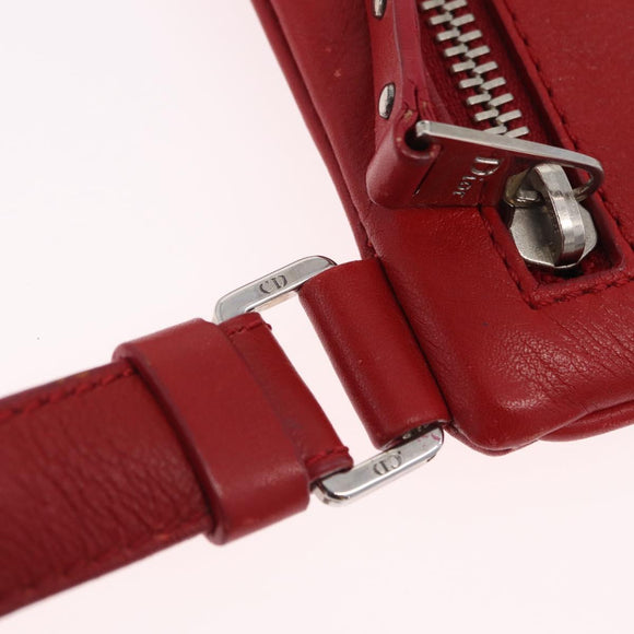 Christian Dior Trotter Canvas Shoulder Bag Red Silver Auth 206734V