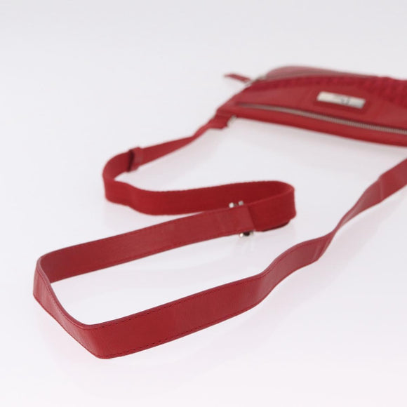 Christian Dior Trotter Canvas Shoulder Bag Red Silver Auth 206734V