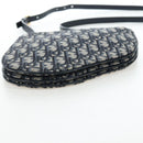 Christian Dior Trotter Canvas Saddle Shoulder Bag Navy Gold Auth 206735V-5