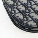 Christian Dior Trotter Canvas Saddle Shoulder Bag Navy Gold Auth 206735V-16
