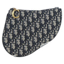 Christian Dior Trotter Canvas Saddle Shoulder Bag Navy Gold Auth 206735V-13