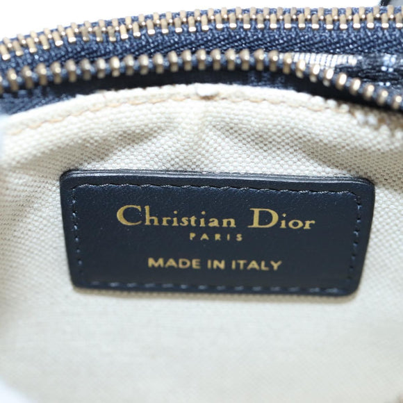 Christian Dior Trotter Canvas Saddle Shoulder Bag Navy Gold Auth 206735V
